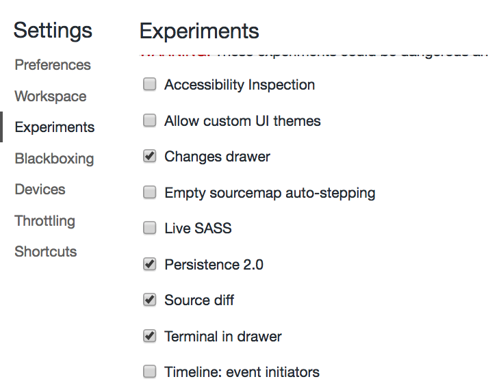 DevTools experiments